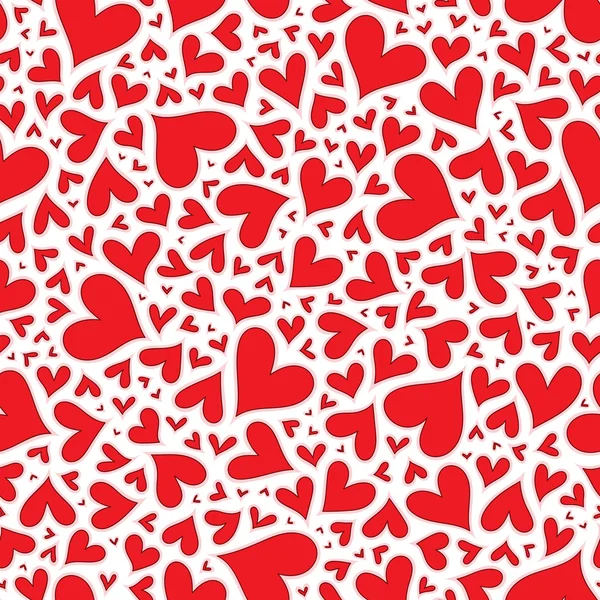 赤いハートのシームレスなパターン。バレンタイン ベクトル. — ストックベクタ