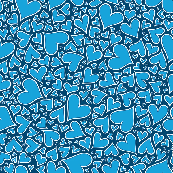 Patrón sin costuras con corazones azules. — Vector de stock