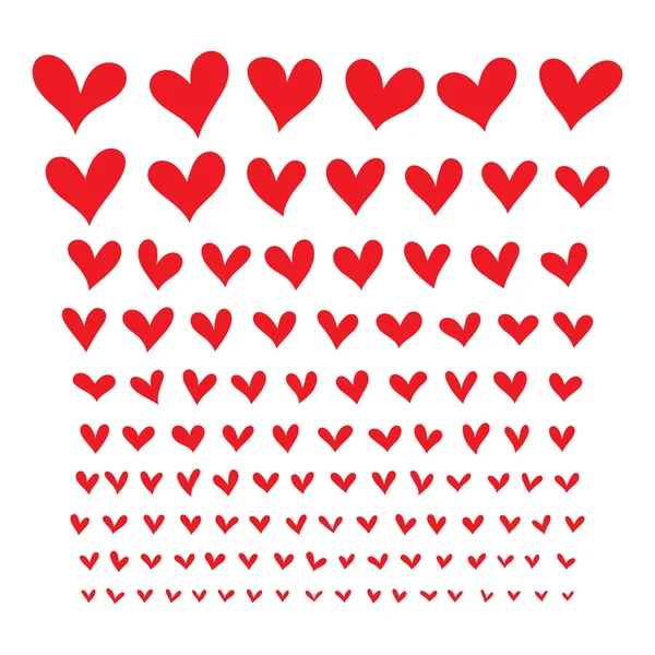 Conjunto de corazones dibujados a mano vector — Vector de stock