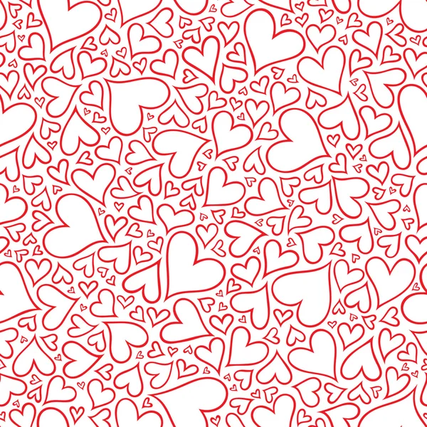Seamless pattern with hand drawn monochrome hearts in zentangle — Stock Vector