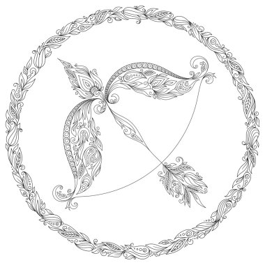 Boyama kitabı için desen. Burç Yay. 