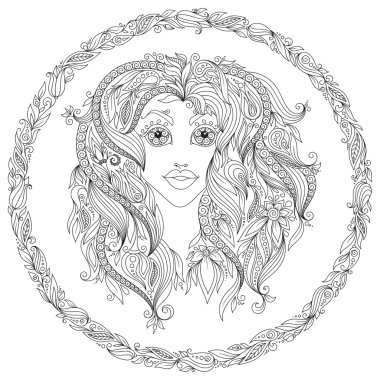 Boyama kitabı için desen. Burç Başak. 