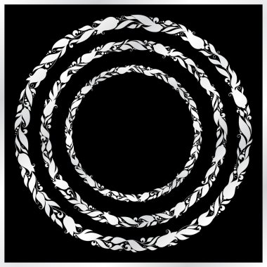 Stylized hand drawn wreath with flowers