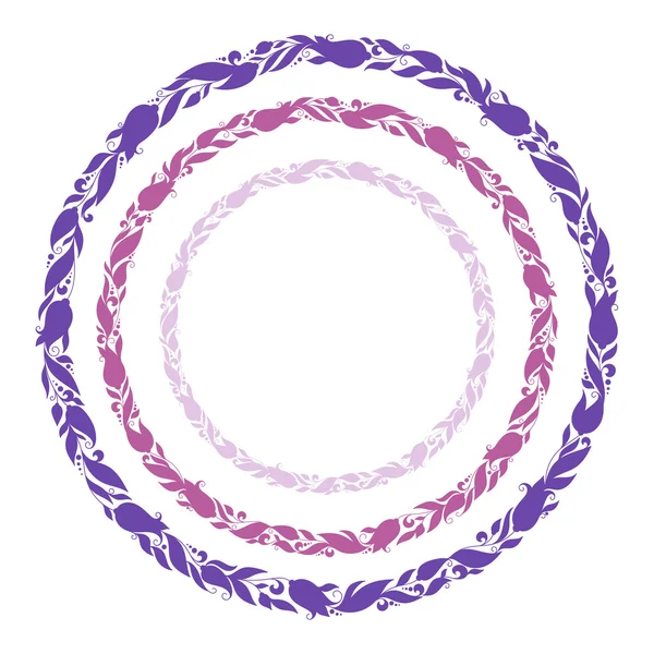 Stylized hand drawn wreath with flowers — ストックベクタ