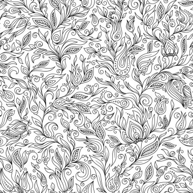 Boyama kitabı için desen. Floral, doodle, vektör, elemen Tasarla