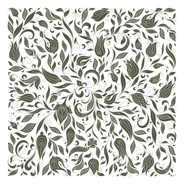 Ilustración vectorial de cuadrado hecho con elementos florales — Vector de stock