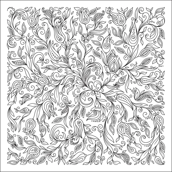 Pattern for coloring book. Ethnic, floral, doodle, vector, desig — Stock Vector