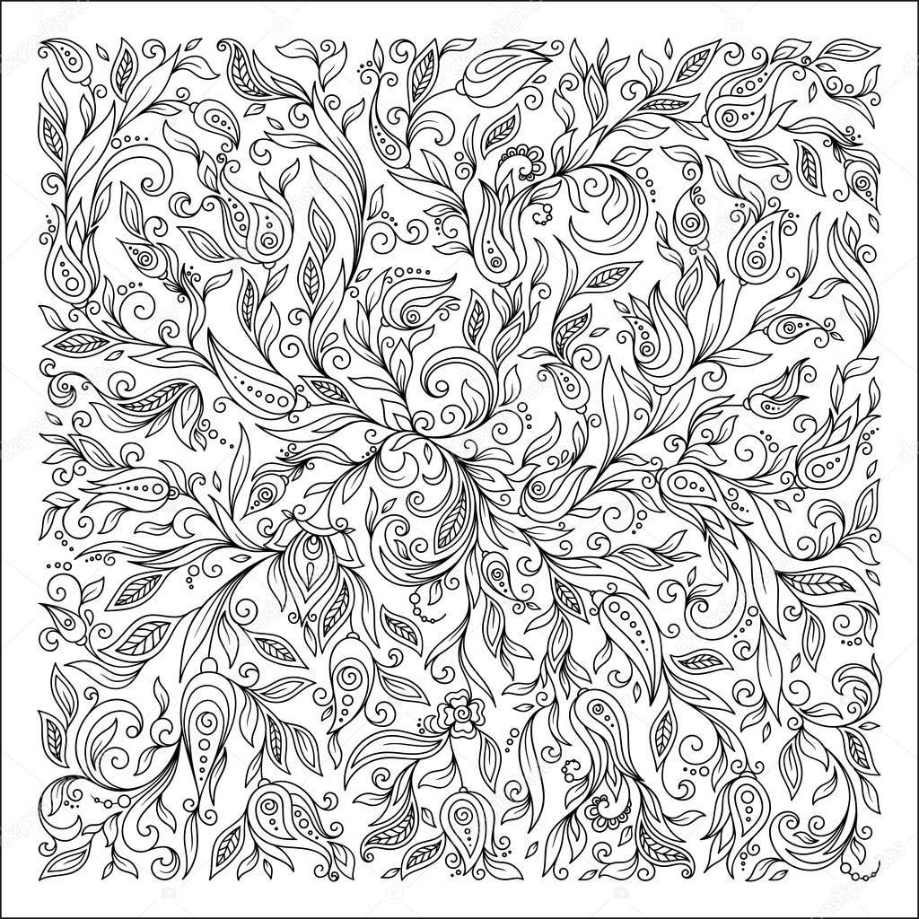 Pattern for coloring book. Ethnic, floral, doodle, vector, desig