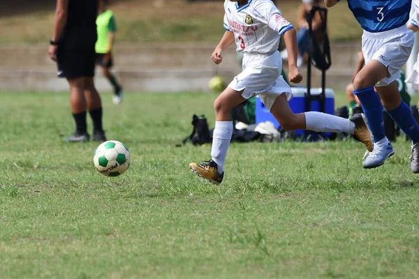 Cena Jogo Time Futebol Escola Primária Japonesa — Fotografia de Stock