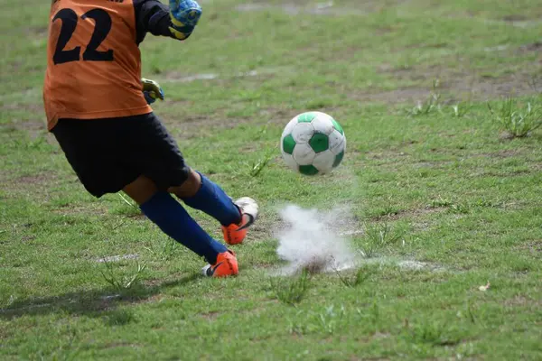 Cena Jogo Time Futebol Escola Primária Japonesa — Fotografia de Stock