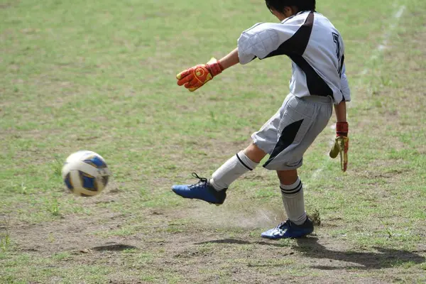 Japon Ilkokul Futbol Takımının Maç Sahnesi — Stok fotoğraf