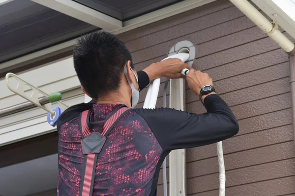 Une Scène Installation Climatiseur Pour Maison — Photo