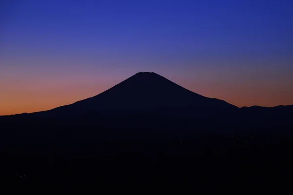 Silhouette View Fuji Sunset February — Stock Photo, Image
