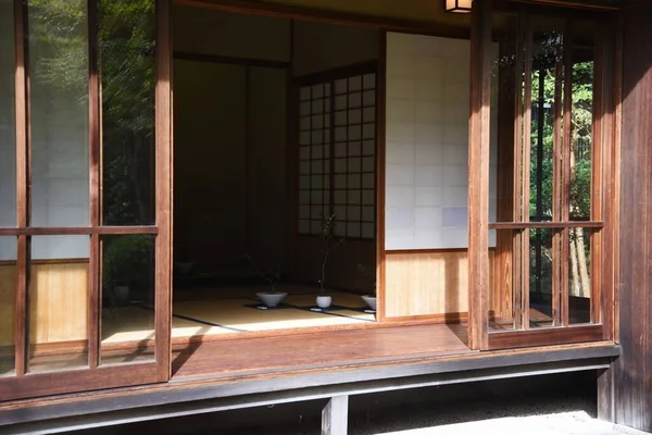 Maison Traditionnelle Traditionnelle Japonaise Toits Chaume Intérieur Maison — Photo