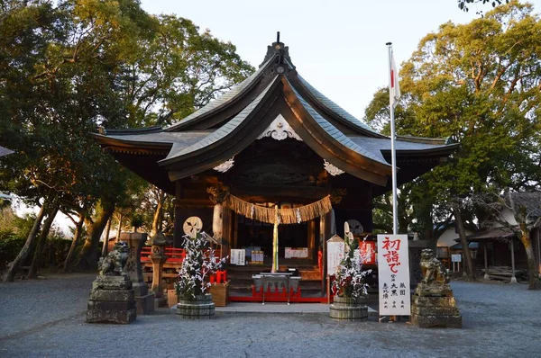 Fukuoka Bölgesi Kırsalındaki Bir Tapınağın Manzarası Japonya Tapınak Shinto Nun — Stok fotoğraf