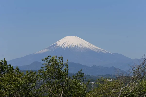 Fuji Späten Frühling Mit Schnee Bedeckt — Stockfoto