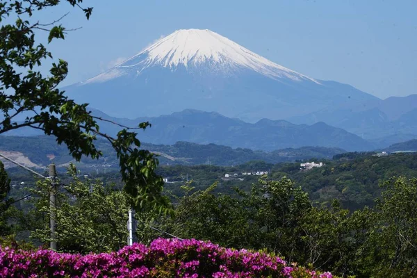 Όρος Fuji Στα Τέλη Της Άνοιξης Καλύπτονται Χιόνι — Φωτογραφία Αρχείου