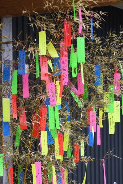 Festival Japonais Tanabata Tient Juillet Chaque Année Les Gens Écrivent — Photo