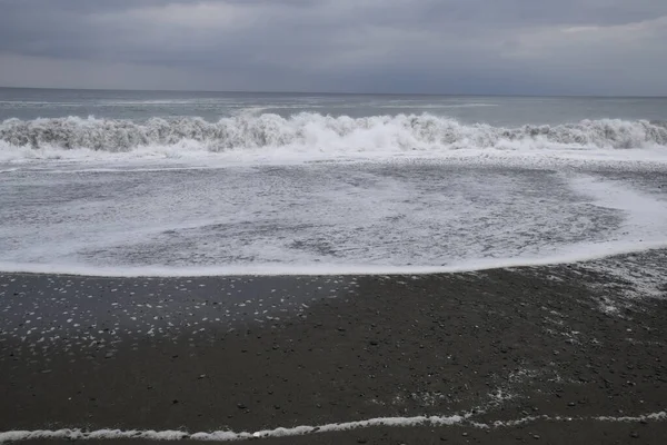 Вид Хвилі Падають Піщаний Пляж — стокове фото