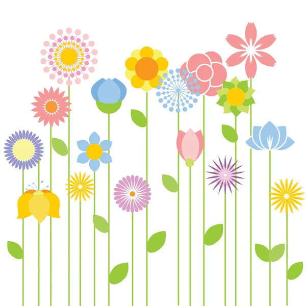 Άνθιση καλοκαίρι λουλούδια — Διανυσματικό Αρχείο