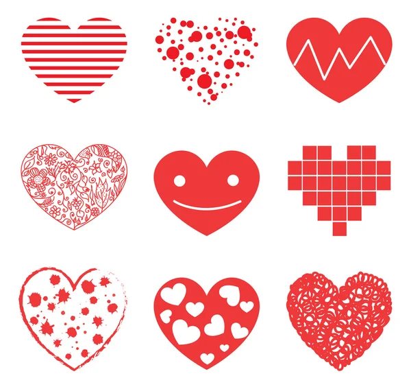 Desenhos animados corações românticos — Vetor de Stock