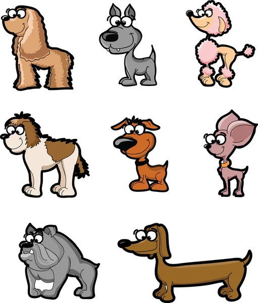 Juego de perros de dibujos animados — Archivo Imágenes Vectoriales