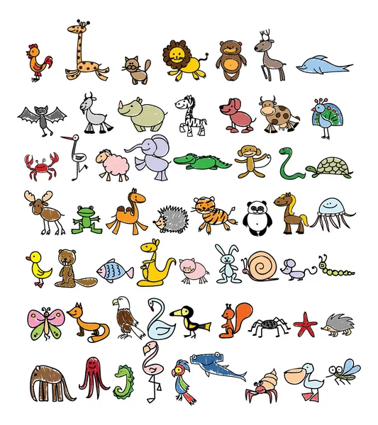 Dibujos animados animales salvajes — Vector de stock