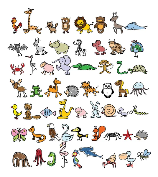 Dibujos animados animales salvajes — Vector de stock