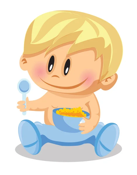 Baby boy with porridge — Stock Vector