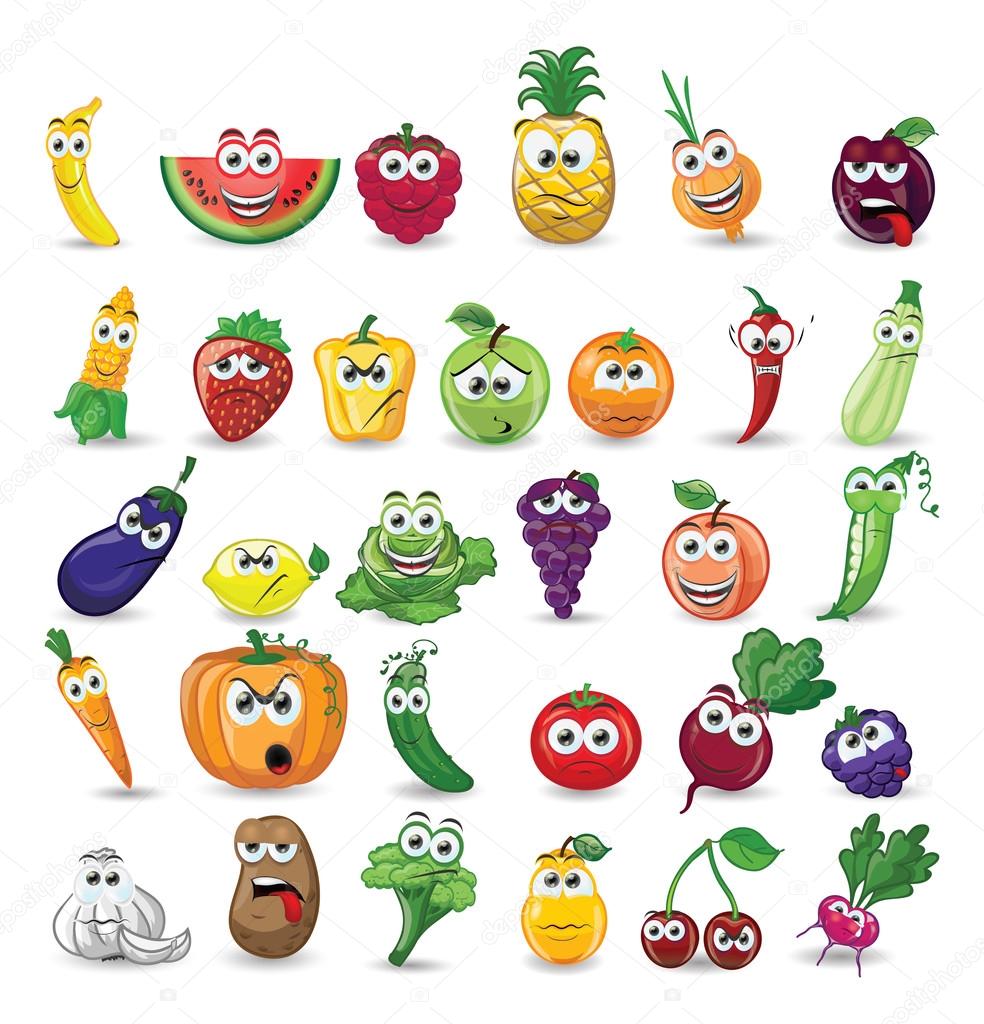 cartoon fruits and vegetables characters