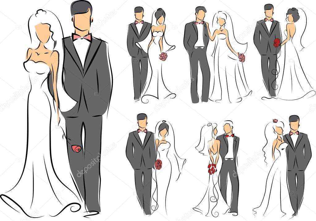 stylish bride and groom set