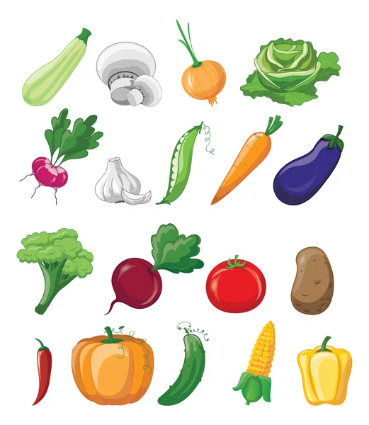 Cartoon ripe vegetables — Stock Vector