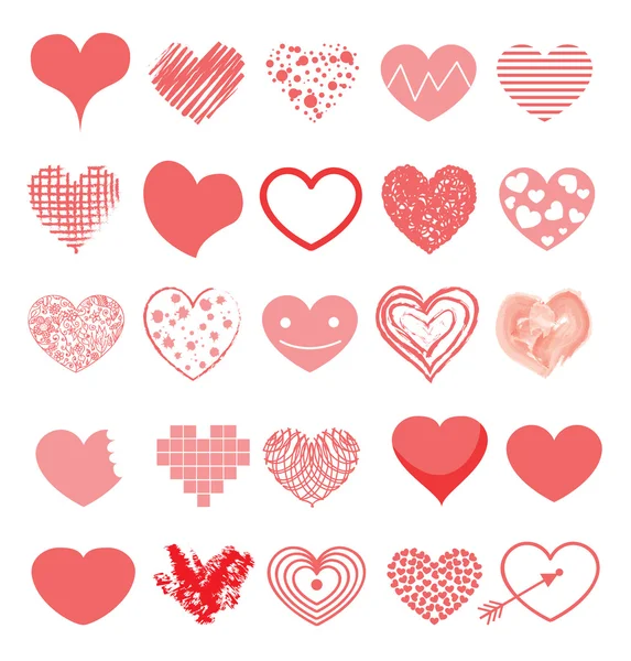 Corazones dibujados a mano — Vector de stock