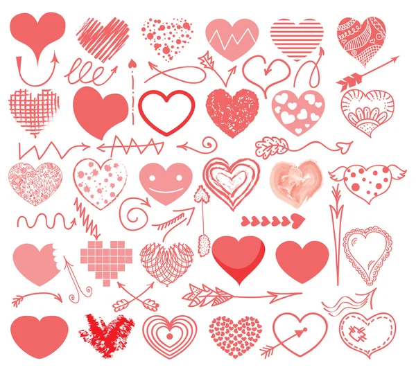 Hand drawn hearts set — Stock Vector