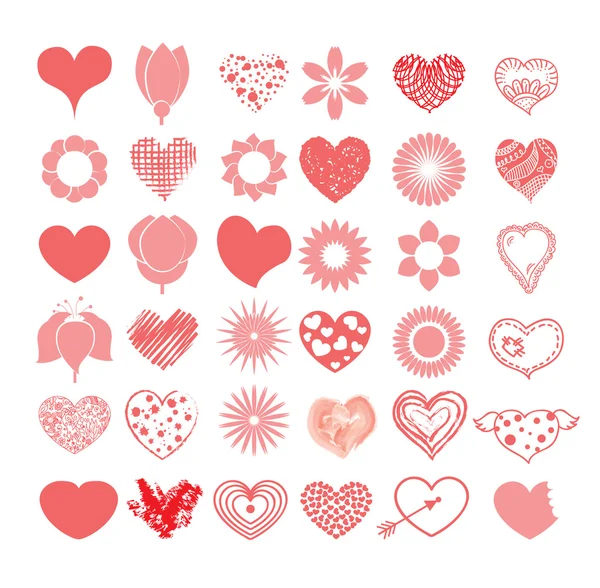 Набір сердець, намальованих вручну — стоковий вектор
