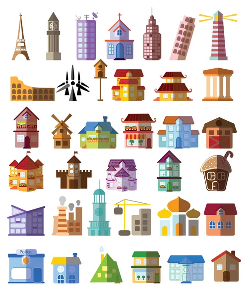 Conjunto de diferentes edificios — Vector de stock