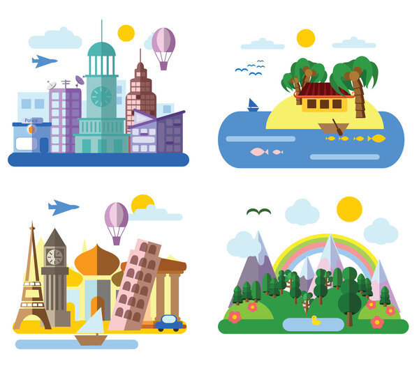 landscapes in flat style  