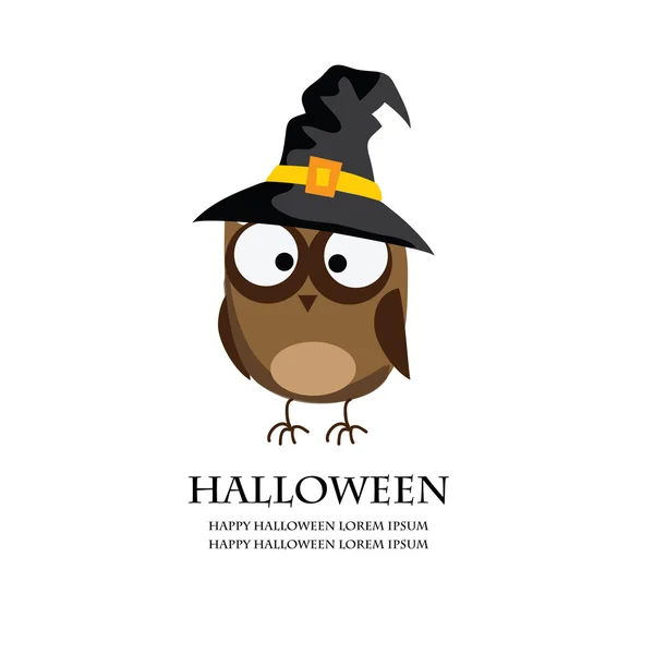 Halloween uil met hoed — Stockvector