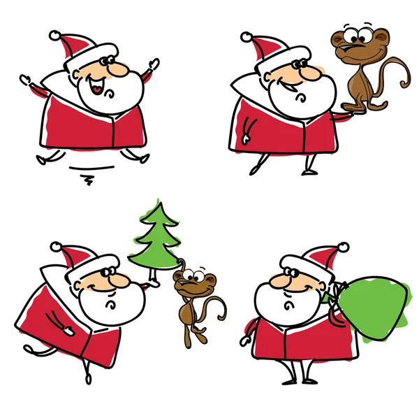 Conjunto de Navidad de santa claus — Vector de stock