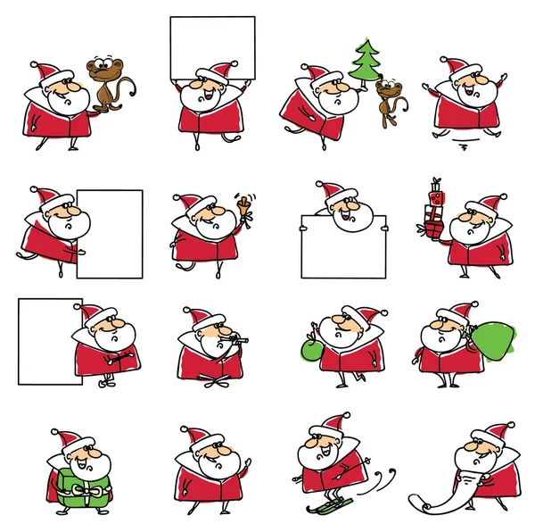 Christmas set of santa claus — Stock Vector