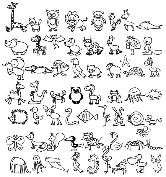 Dibujos de animales garabatos — Vector de stock