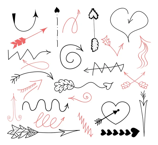 Set di frecce doodle — Vettoriale Stock