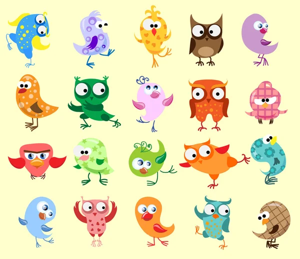 Lindas aves de dibujos animados — Vector de stock