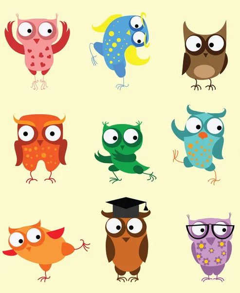 Lindas aves de dibujos animados — Vector de stock