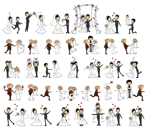 Wedding couples in love Stock Illustration