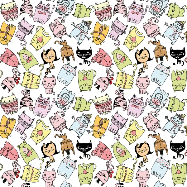 Patroon met cute cartoon katten — Stockvector