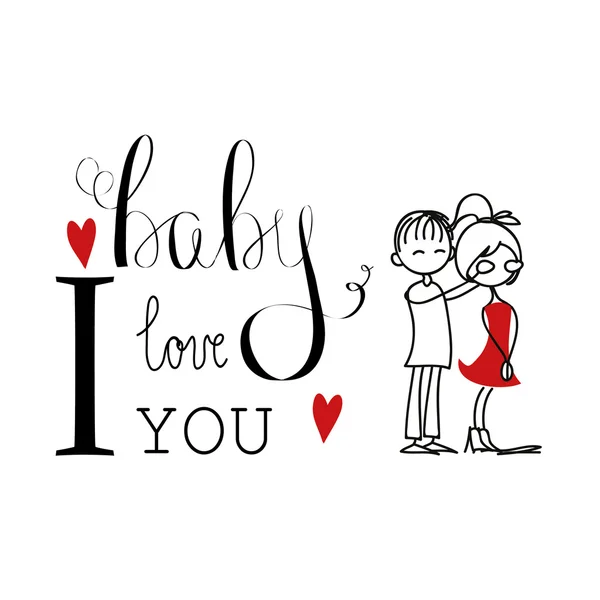 Valentines doodle jongen en meisje — Stockvector