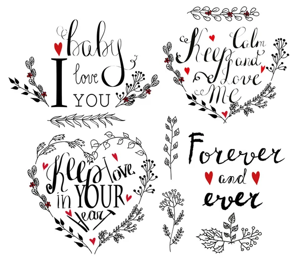 Valentijnsdag vintage set belettering — Stockvector