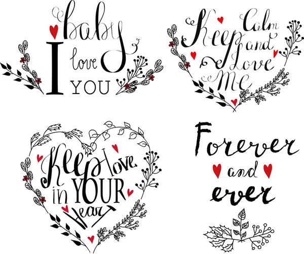 Valentines day vintage lettering set — Stock Vector