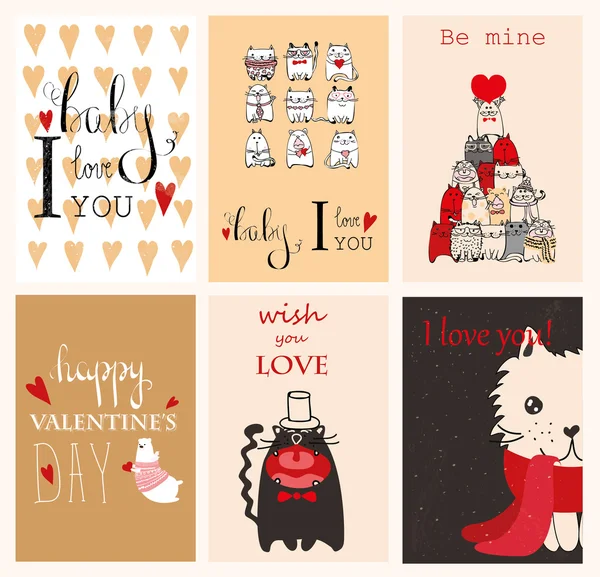 Tarjetas de felicitación de San Valentín — Vector de stock